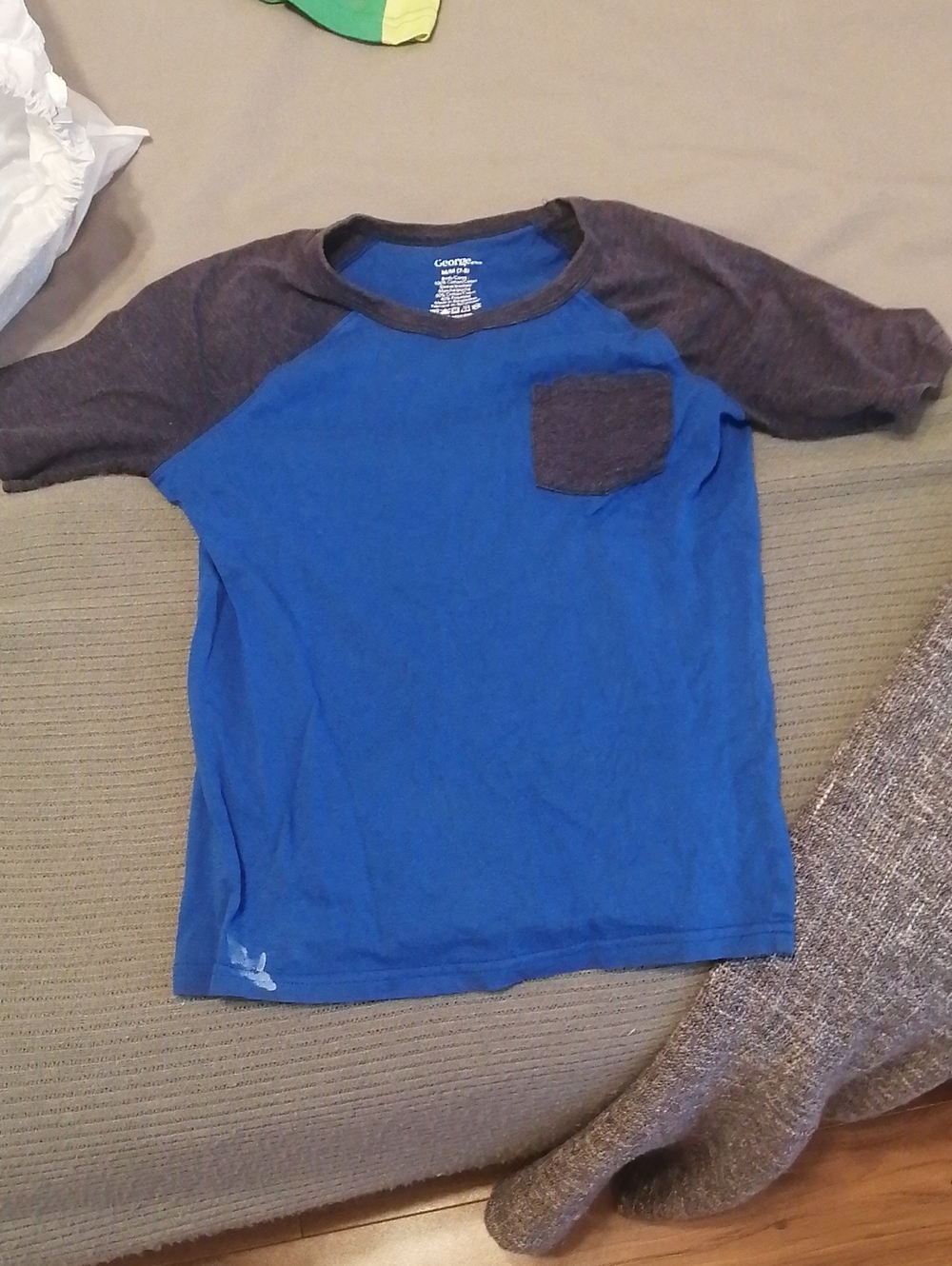 George Royal Blue and Charcoal Raglan Pocket Tee